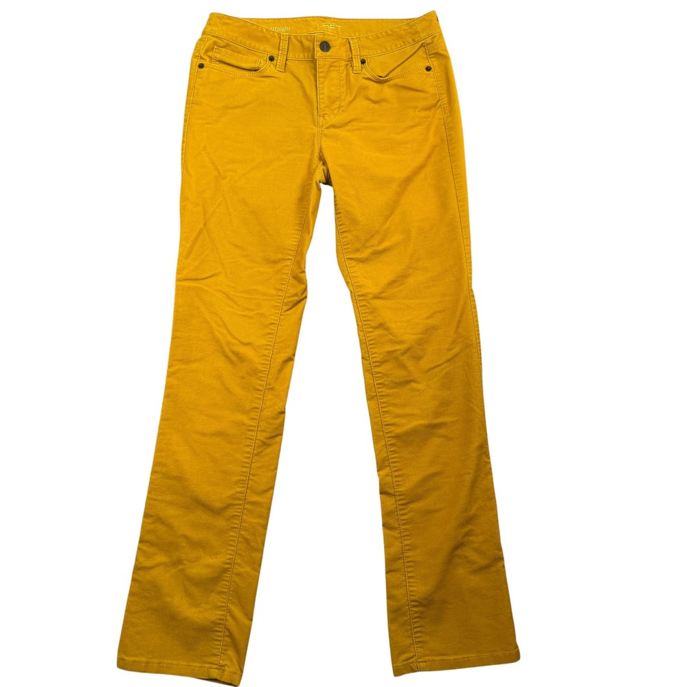 Ann Taylor Loft Corduroy Pants Women 26/2 Mustard Yellow Modern Straight Leg